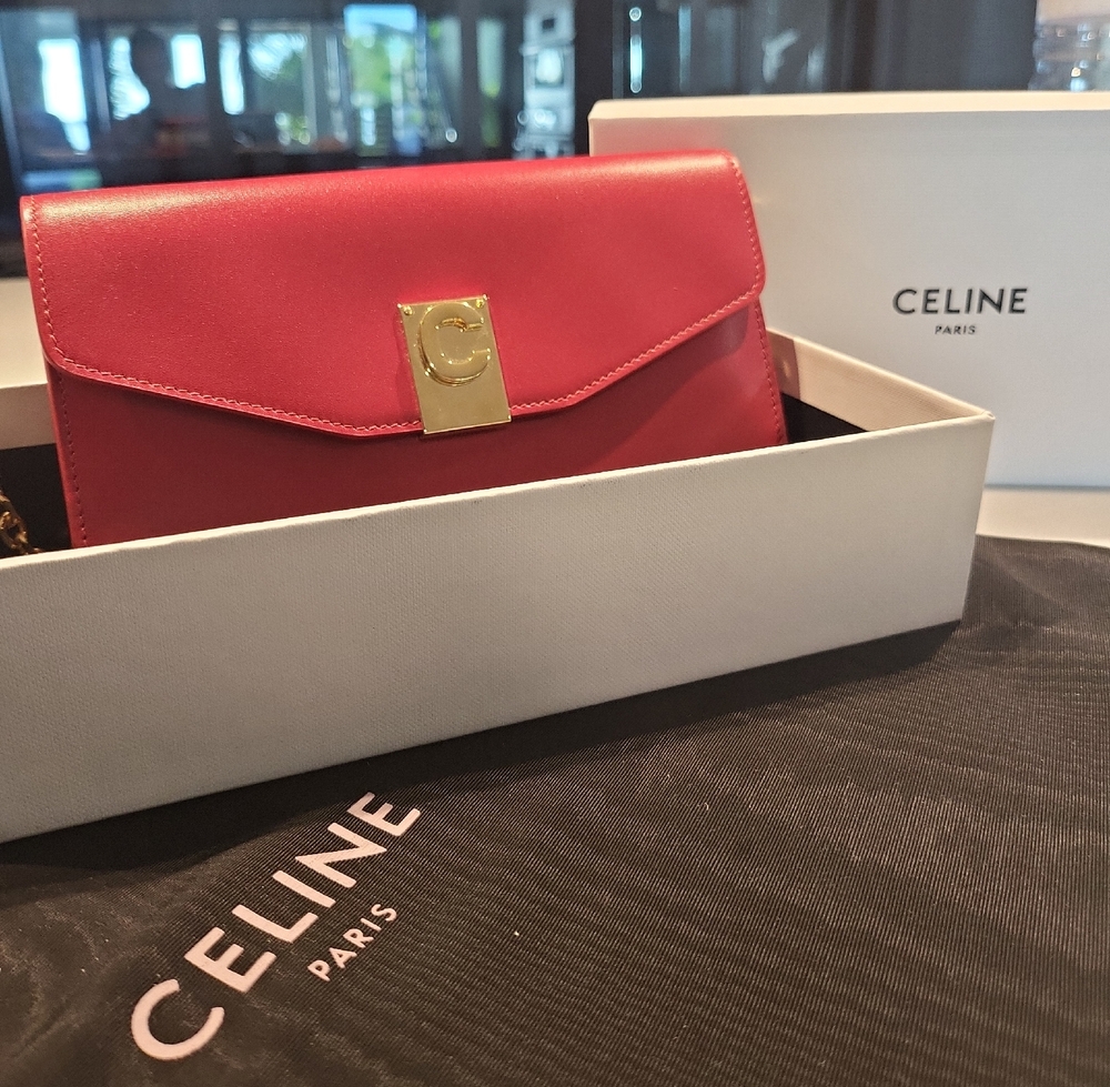 Celine  Red Leather Clutch NEW, NEVER WORN
